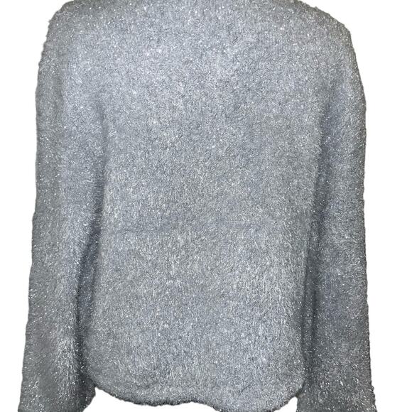TOMMY HILFIGER FURY TINSEL METALLIC GRAY OPEN CARDIGAN SWEATER SIZE XL - Picture 3 of 10